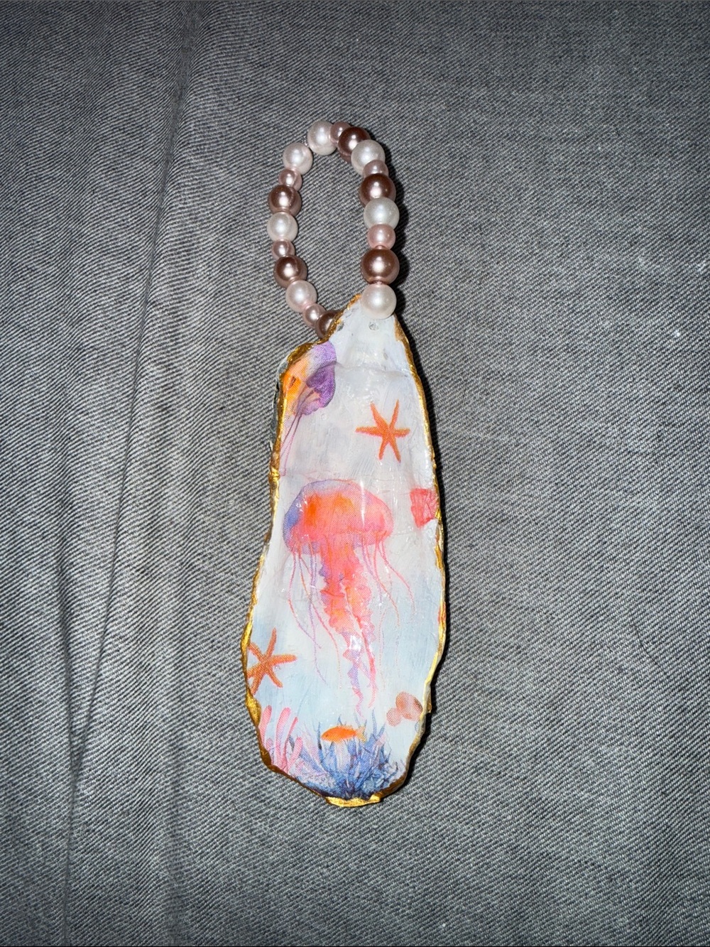 Handmade Pink & Pearl Beaded Sea Life Ornament